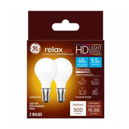 Current GE 2PK 55W A15F Bulb 47967